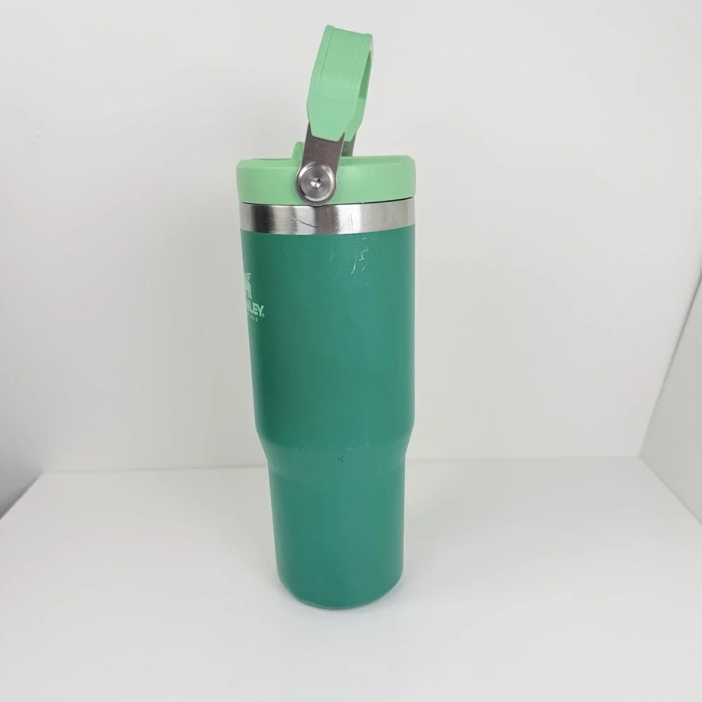 Stanley IceFlow Flip Straw Tumbler 30 oz Jade Green Insulated Bottle Handle - Picture 2 of 11